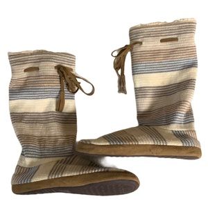 LUKEES by Muk Luks Knitted Tall Slippers Sz 9-10